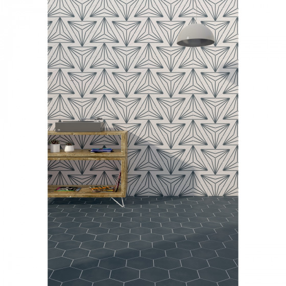 Lily 5 Hexagon Blue Porcelain Floor & Wall Tile 198x228mm